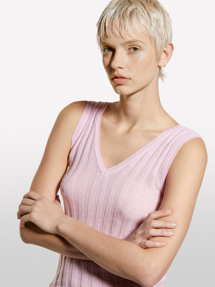 Pastellrosa gestricktes Tanktop - top für damen - Pink | Sisley image number 4